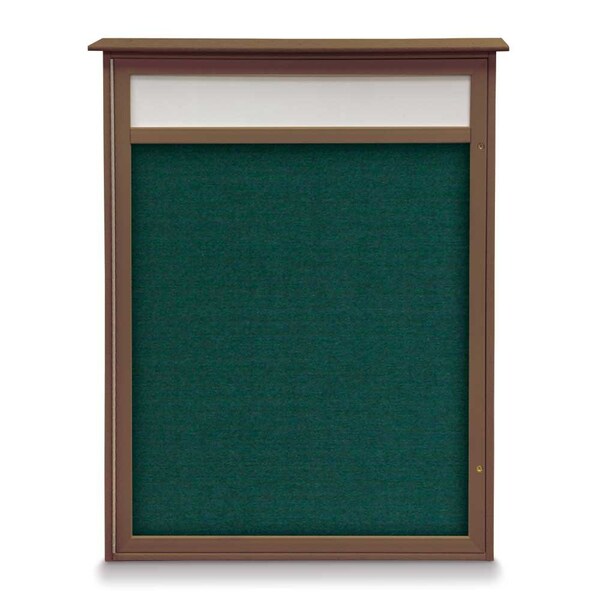 United Visual Products 24"x36" 1-Door Enclosed Outdoor Letterboard, Green Felt/Satin Alum UV1160D-SATIN-GREEN - main